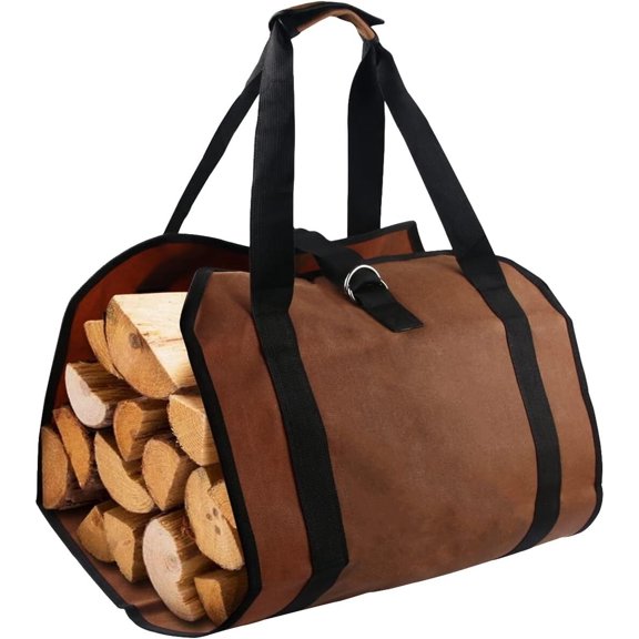 Firewood Carrier Log Bag, Canvas Log Tote Bag for Indoor Fireplace Log Holders with Handle, Large Fire Wood Carriers for Firewood Hauling Outdoors, Camping