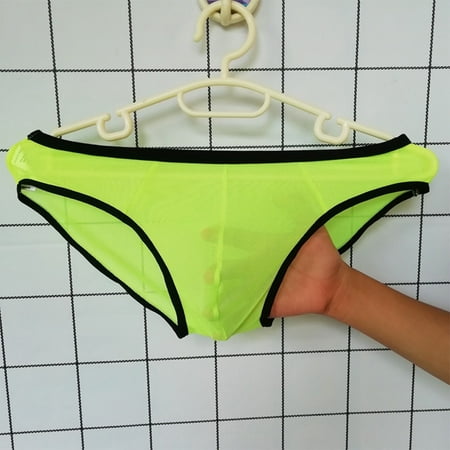 

Men Sexy Low Rise Brief Mesh Transparent Solid Color Bikini Underwear Underpants