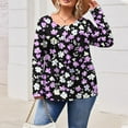 thumbnail image 4 of ClodeEU Womens Plus Size Shirts,Long Sleeve Round Neck Fall Tunic Blouses,Casual Loose Fit Tops Purple,Womens Plus XXXXL, 4 of 6