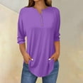 thumbnail image 2 of Womens Tops 3/4 Length Sleeve Tops Neck Casual Print Tunic T Shirts Three Quarter Length Tops Blouses For Women, 2 of 5