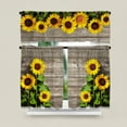 thumbnail image 5 of Wooden Sunflower Window Curtains Set with Valance 3pcs Farmhouse Sunflower Kitchen Curtains Sets Vintage Floral Curtain Drape Short for Bathroom and Bedroom Living Room Window, 5 of 6