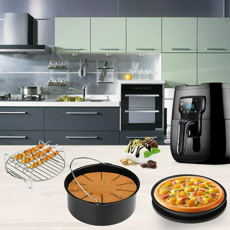 Air Fryer Accessories 7inch , Set of 7, Cake Barrel, Pizza Pan, Cake Mold,  Rack, Silicone Mat - AliExpress