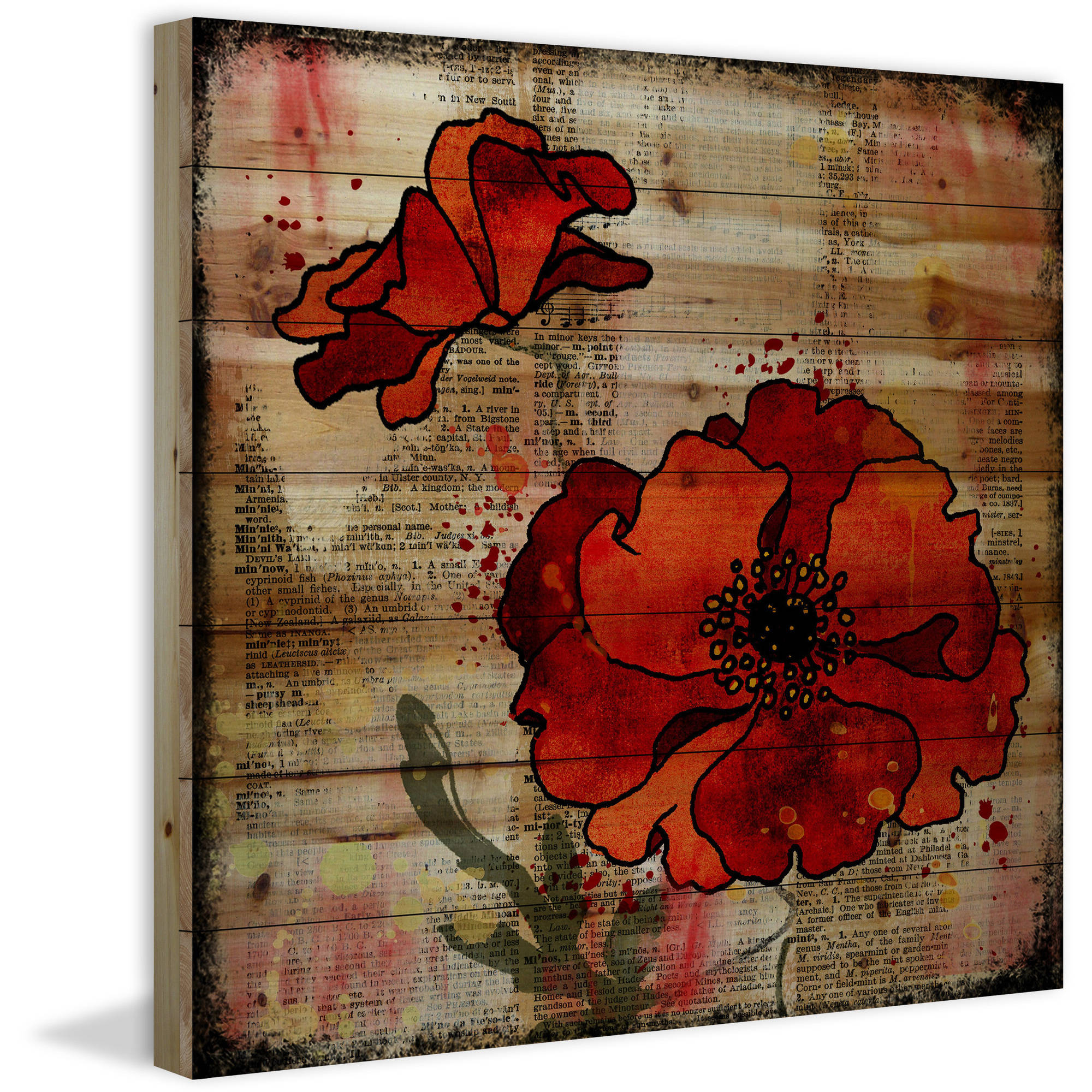 Marmont Hill "Dark Red Poppies" by Vicki Butler Painting Print on Natural Pine Wood