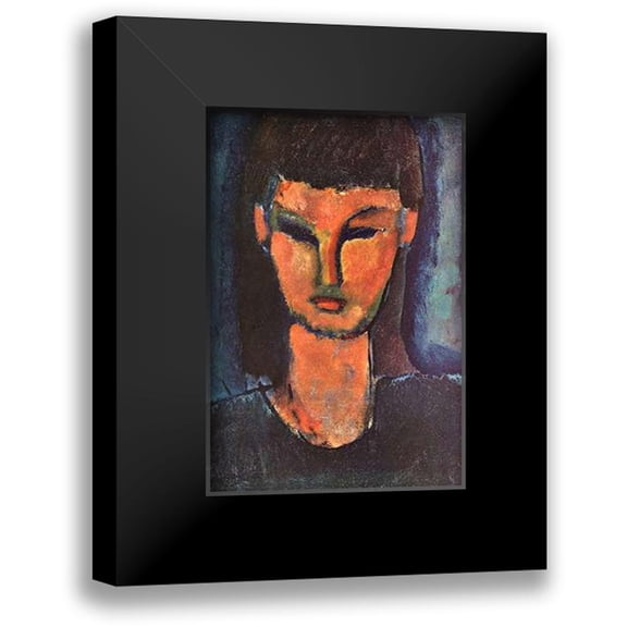 Modigliani, Amedeo 11x14 Black Modern Framed Museum Art Print Titled - Head Of Young Woman 2