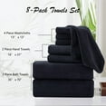 Jessy Home 8Piece Oversized Black Bath Towel Set 2 Bath Sheets, 2 Hand Towels, 4 Washcloths