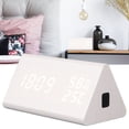 thumbnail image 1 of Wooden Alarm Clock with LED Digits, 11 Alarm Tones, MDF & ABS Material, Voice Control & Weekend Alarm Function for Bedroom, Bedside LED Clock, Temperature & Date Display, 1 of 7