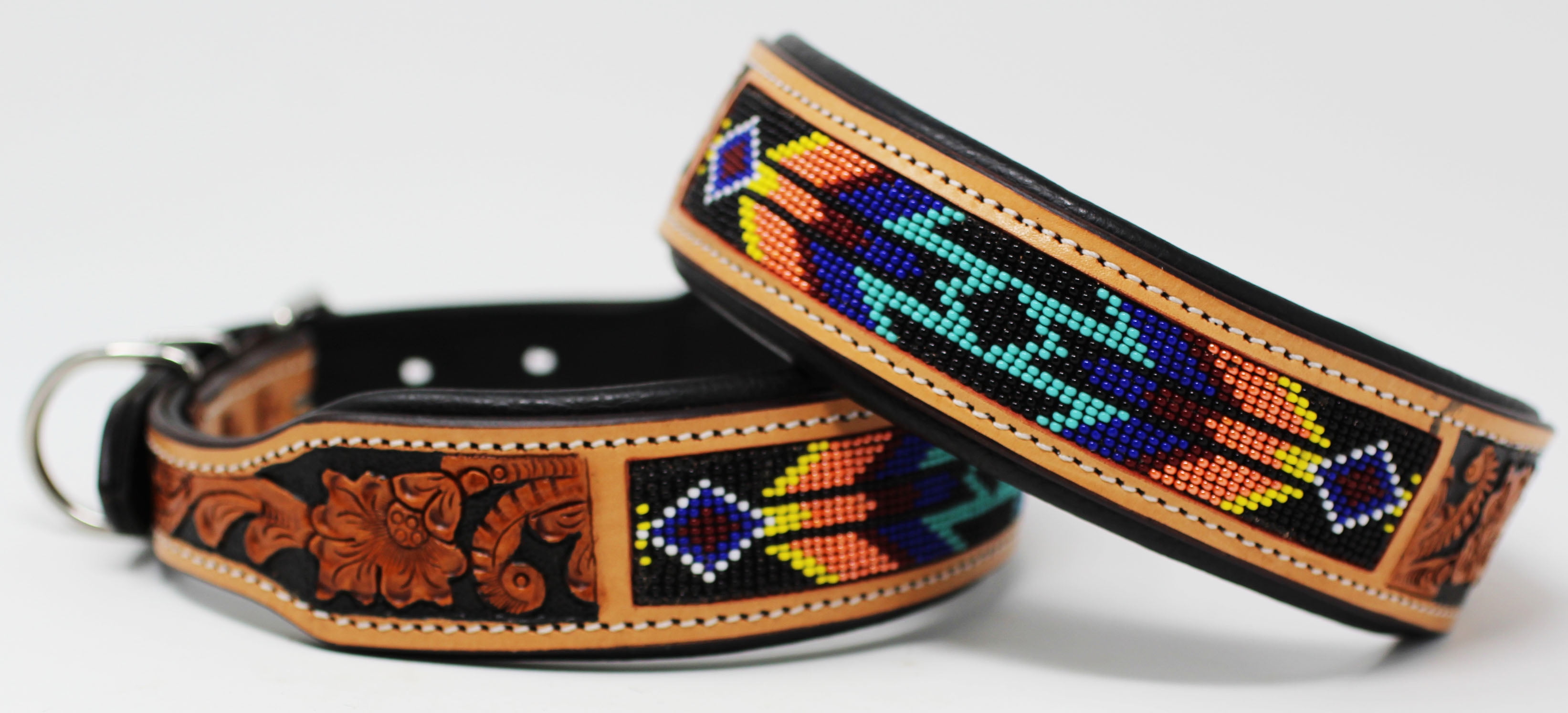 Small 13''- 17'' Dog Puppy Collar Genuine Cow Leather Padded Canine  6069TL