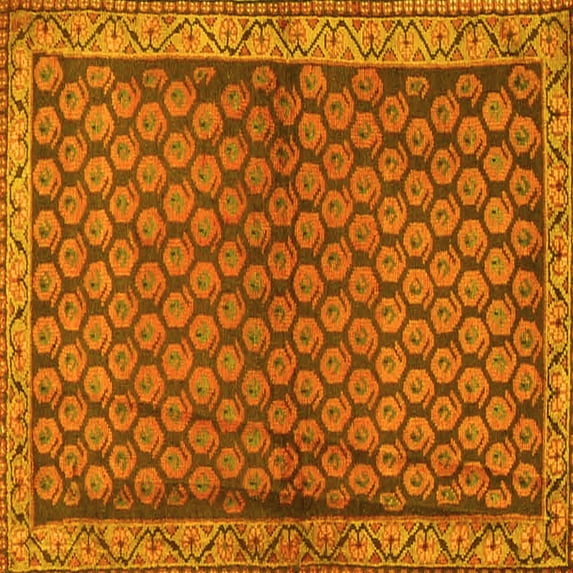 Ahgly Company Machine Washable Indoor Square Persian Yellow Traditional Area Rugs, 6' Square