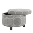 thumbnail image 4 of HomePop Round Transitional Wood and Fabric Storage Ottoman in Gray Medallion, 4 of 8