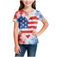 thumbnail image 2 of BRGZLK 4th of July Shirts for Girls Cute Trendy Short Sleeeve Round Neck Patriotic Shirt Cute Heart Tie-Dye Print Comfy Loose Breathable Tee Tops Beige 13-14 Years, 2 of 6