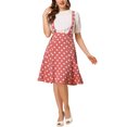 thumbnail image 2 of Allegra K Women's Polka Dots Overall Flared Adjustable Straps Suspender Skirts, 2 of 6