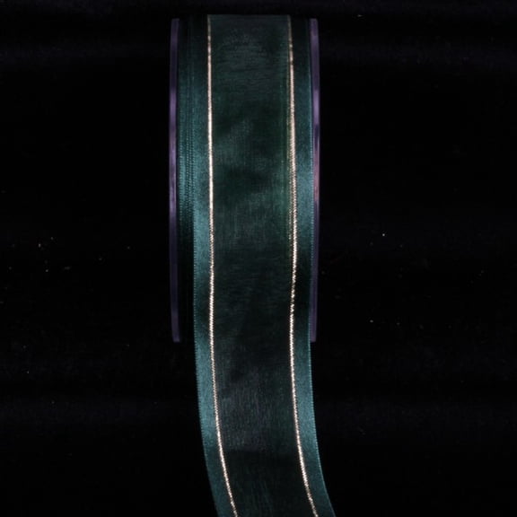 The Ribbon People Hunter Green and Gold Edged Craft Ribbon Trim with Gold Setting 1.5" x 30 Yards