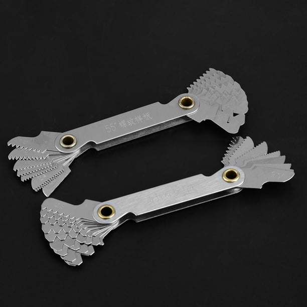 calibres de paso de rosca para medición de tornillos de acero inoxidable, de 55°, métricos y 60°