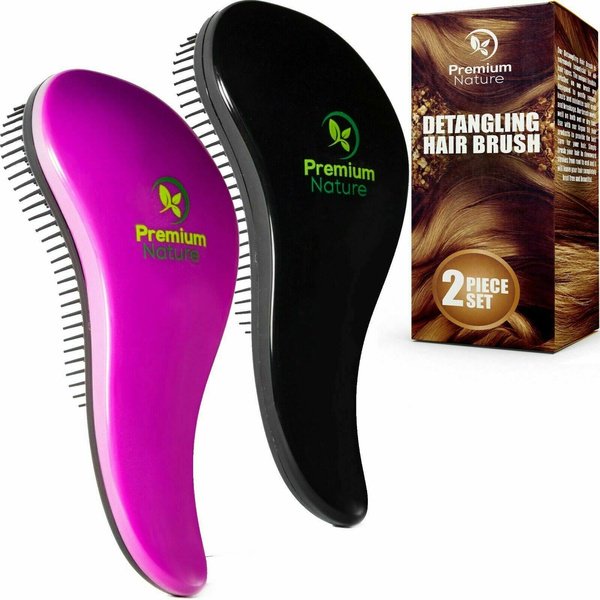 Detangling Hair Brush Gift Set Two Piece No Pain Brushes For Curly Straight Wavy Wet & Dry