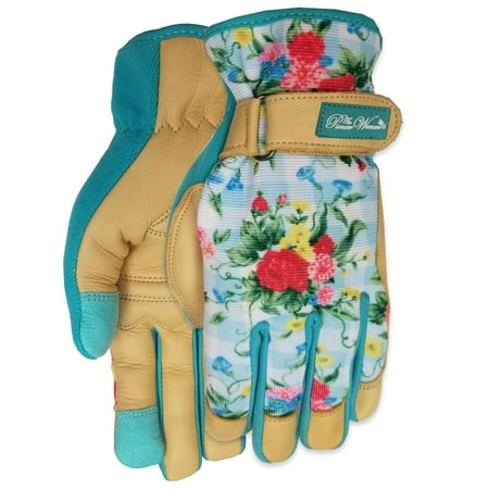 The Pioneer Woman Ladies Goatskin Leather Glove, Sweet Rose Pattern, Large