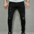 thumbnail image 5 of Haoxianjian Button Shirts Boys Jeans Men'S Casual Denim Cotton Straight Ripped Hole Trousers Pants Full Length Pants Men'S Ripped Distressed Destroyed Jeans On Clearance, 5 of 9