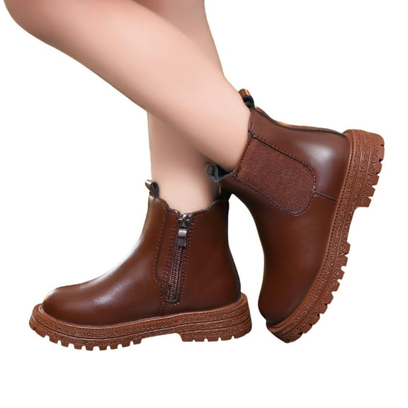 Girls Boots,Boots Comfortable Soft Soled Short Outdoor Warm Winter Footwear for Children and Toddlers,Toddler Boots,Brown,5.5-6 Years