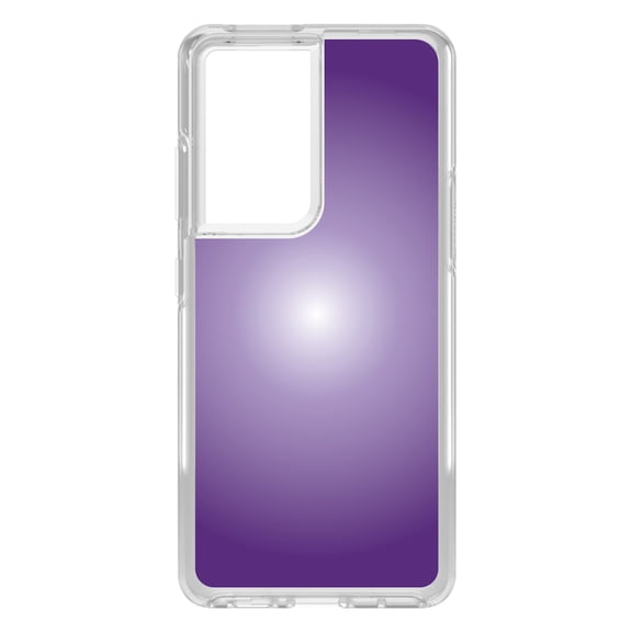 DistinctInk Clear Shockproof Hybrid Case for Galaxy S21 ULTRA 5G (6.8" Screen) - TPU Bumper, Acrylic Back, Tempered Glass Screen Protector - Purple White Gradient Burst
