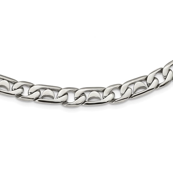 Diamond2Deal Stainless Steel Polished Fancy Link Necklace for Men 24"