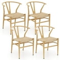 thumbnail image 1 of Costway Modern Dining Chair Set of 4 Weave Kitchen Armchairs with Y-Shaped Curved Backrest, 1 of 9