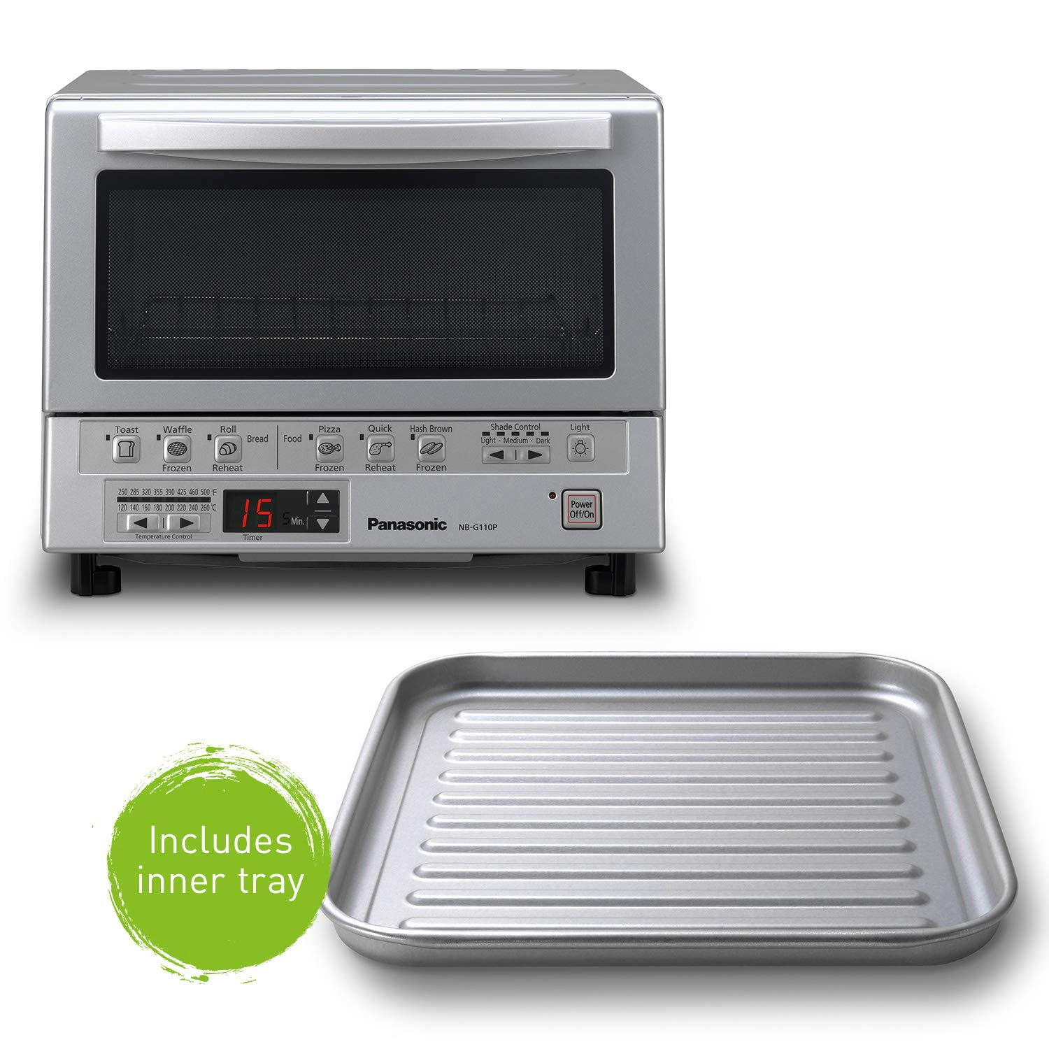 Panasonic FlashXpress Compact Toaster Oven with Double Infrared Heating NB-G110P-K 4 Slice Countertop Toaster Oven Black Renewed Crumb Tray and 1300 Watts of Cooking Power