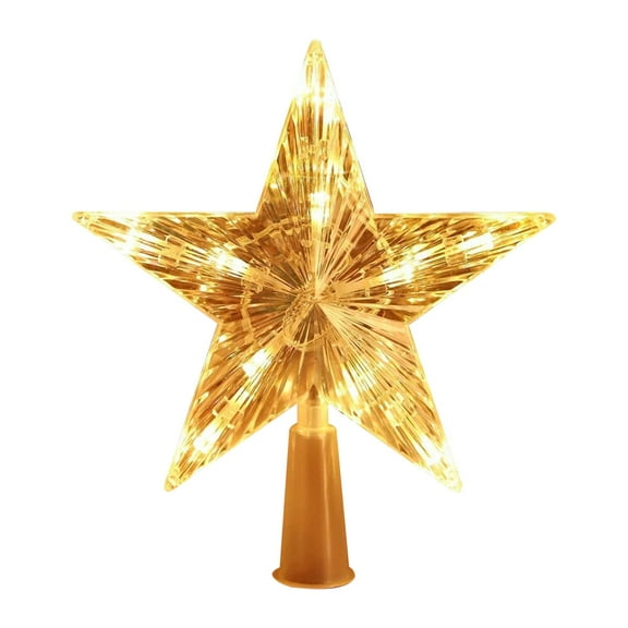 BinKFF Christmas Tree Topper Star 8.7" LED Lighted Star Tree Top, Glitter Golden Treetop Decorations with 20 Warm White Lights, Battery Powered Decor for Home Holiday Xmas Party Indoor