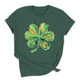 thumbnail image 5 of Womens St Patricks Day T Shirt Artistic Shamrock Graphic Tees Short Sleeve Black Tops Painted Clover Casual Blouse, 5 of 6