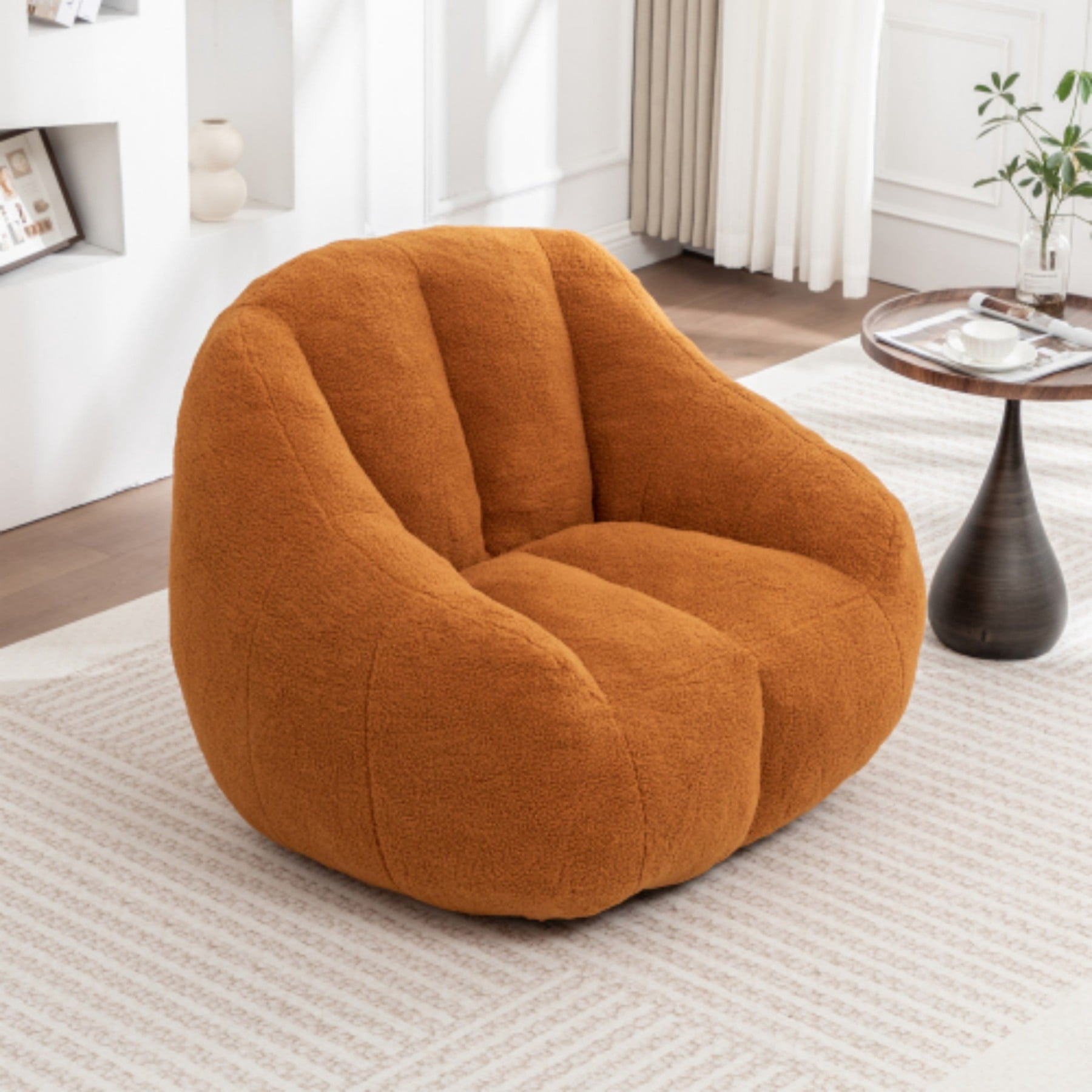 Bean Bag Chair with Filler, Teddy Faux Fur Bean Bag Sofa with Memory Foam for Dorm Living Room Bedroom, Yellow