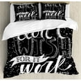 thumbnail image 1 of Saying Duvet Cover Set Queen Size, Do Not Wish for It Work for It Motivational Typographic Text and Polka Dots, Decorative 3 Piece Bedding Set with 2 Pillow Shams, Charcoal Grey White, by Ambesonne, 1 of 3