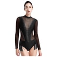 thumbnail image 3 of Raenseen Women Rhinestones Latin Dance Leotard Salsa Tango Dance Bodysuit Rhythmic Gymnastics Black M, 3 of 9