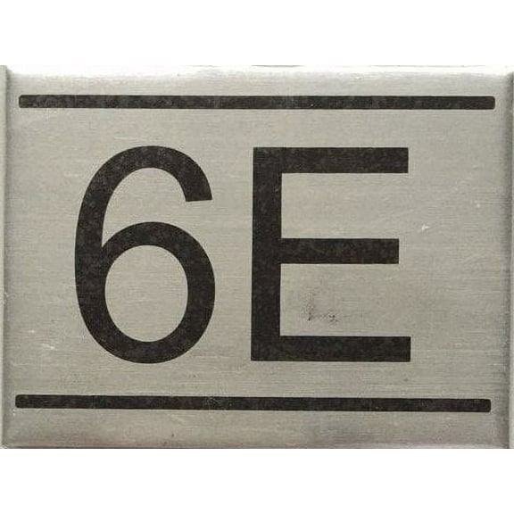 APARTMENT NUMBER SIGN -6E -BRUSHED ALUMINUM (2.25X3, Aluminium))