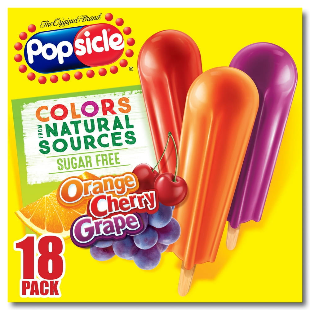 Popsicle Sugar Free Ice Pops Orange Cherry Grape 29.7 oz, 18 Count