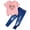 Light Pink, variant on mgoYE Tween Girl Clothes Short Sleeve Top Ripped Jeans 2 Pieces Spring Summer Outfit Set(Light Purple,6-7 Years)