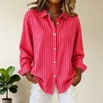 thumbnail image 4 of Utoimkio Women's Button Down Shirts Casual Striped Dress Shirt Long Sleeve Collared Office Work Blouse Tops Size S-XXL, 4 of 5