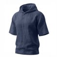 thumbnail image 7 of Men's Linen Hoodies Elbow Length Sleeve Pullover Hooded Shirts Summer Causal Beach Vacation Hoodies, 2XL, 7 of 7