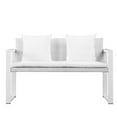 thumbnail image 3 of Benzara BM172074 Gloriously Styled Anodized Aluminum Upholstered Cushioned Sofa with Rattan, White, 3 of 3
