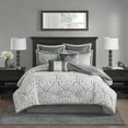 thumbnail image 3 of Madison Park Cal King Size 8-Piece Comforter Set, Jacquard Bed in a Bag Set, Bedding Set with Sheets and Decor Pillows, Silver Grey/Ivory, 3 of 7