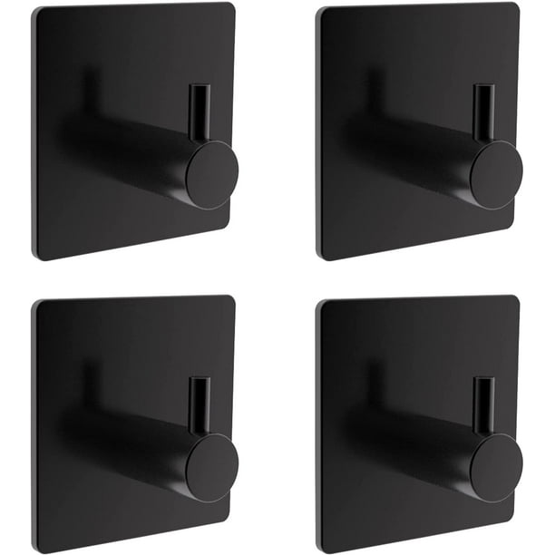 4pcs Black Bathroom Hooks Adhesive Hooks Heavy Duty Wall Hooks for