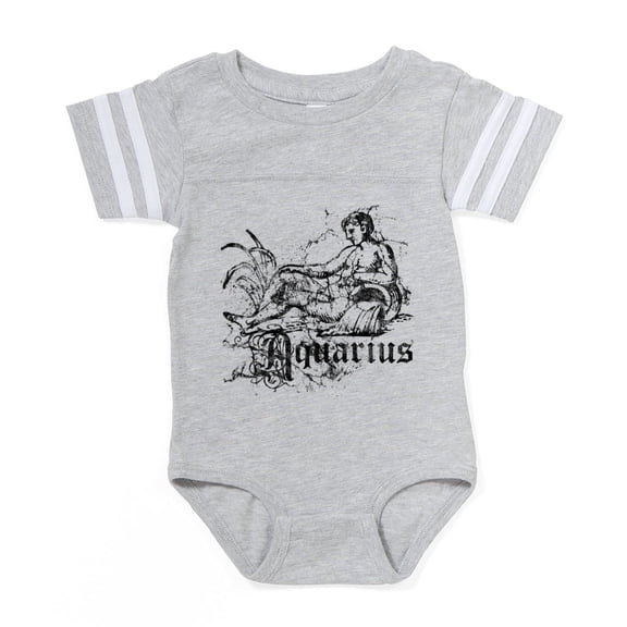 CafePress - Zodiac Distressed Aquarius_Wh Baby Football Bodysu - Cute Infant Baby Football Bodysuit
