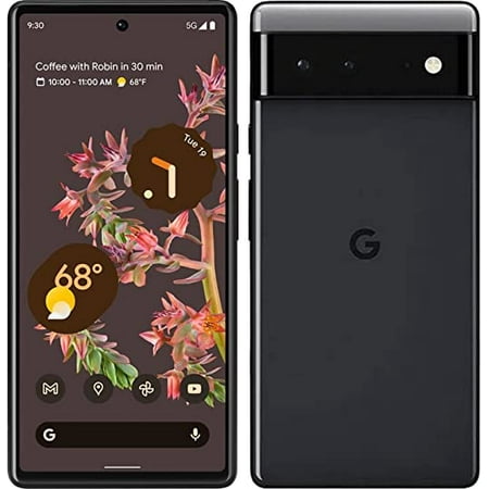 Google Pixel 6 - 5G smartphone - dual-SIM - RAM 8 GB / Internal Memory 128 GB - OLED display - 6.4" - 2400 x 1080 pixels (90 Hz) - 2x rear cameras 50 MP, 12 MP - front camera 8 MP - Stormy Black