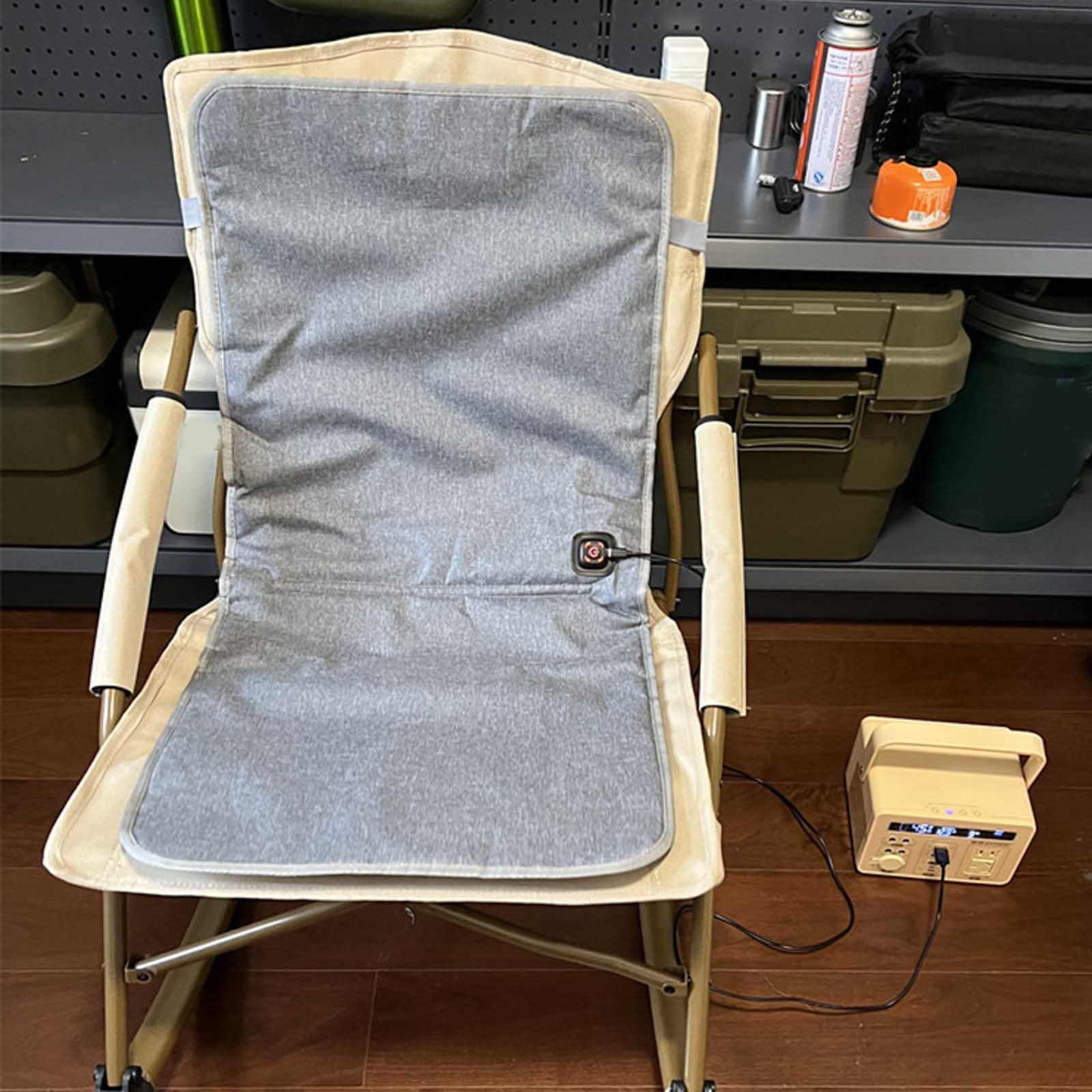 Eqslft Portable Heated Camping Chair Cushion, Waterproof Outdoor Seat Pad with Backrest, Foldable Heating Mat for Picnic Beach Fishing, USB Powered Warm Seat Cover
