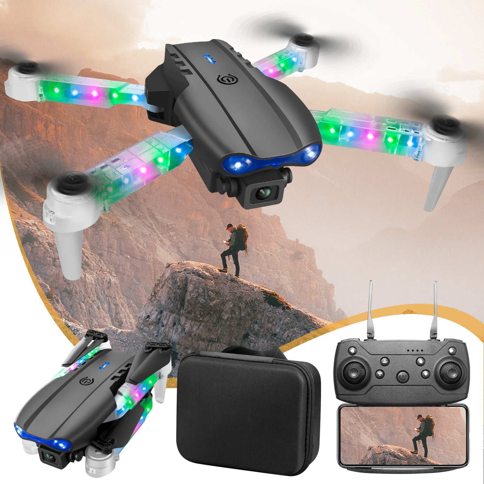 Drone with Dual 1080P Cameras, Foldable Design with Live Video via WiFi and Stable Optical Flow for Beginners and Adults