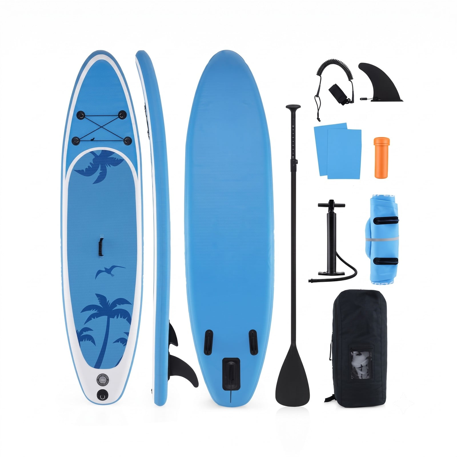 Airfind Inflatable Stand Up Paddle Board with Triple Fins and Adjustable Aluminum Paddle for Beginners and Adults Blue and White