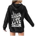 thumbnail image 2 of Vedolay Trendy Tops for Womens Oversized Sweatshirt Basic Solid Sleeve Hooded Pullover Tops,Black M, 2 of 5