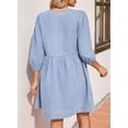 thumbnail image 2 of Vestido vaquero Sidefeel Primavera-Verano con mangas 3/4 y cuello cuadrado, 2 of 7