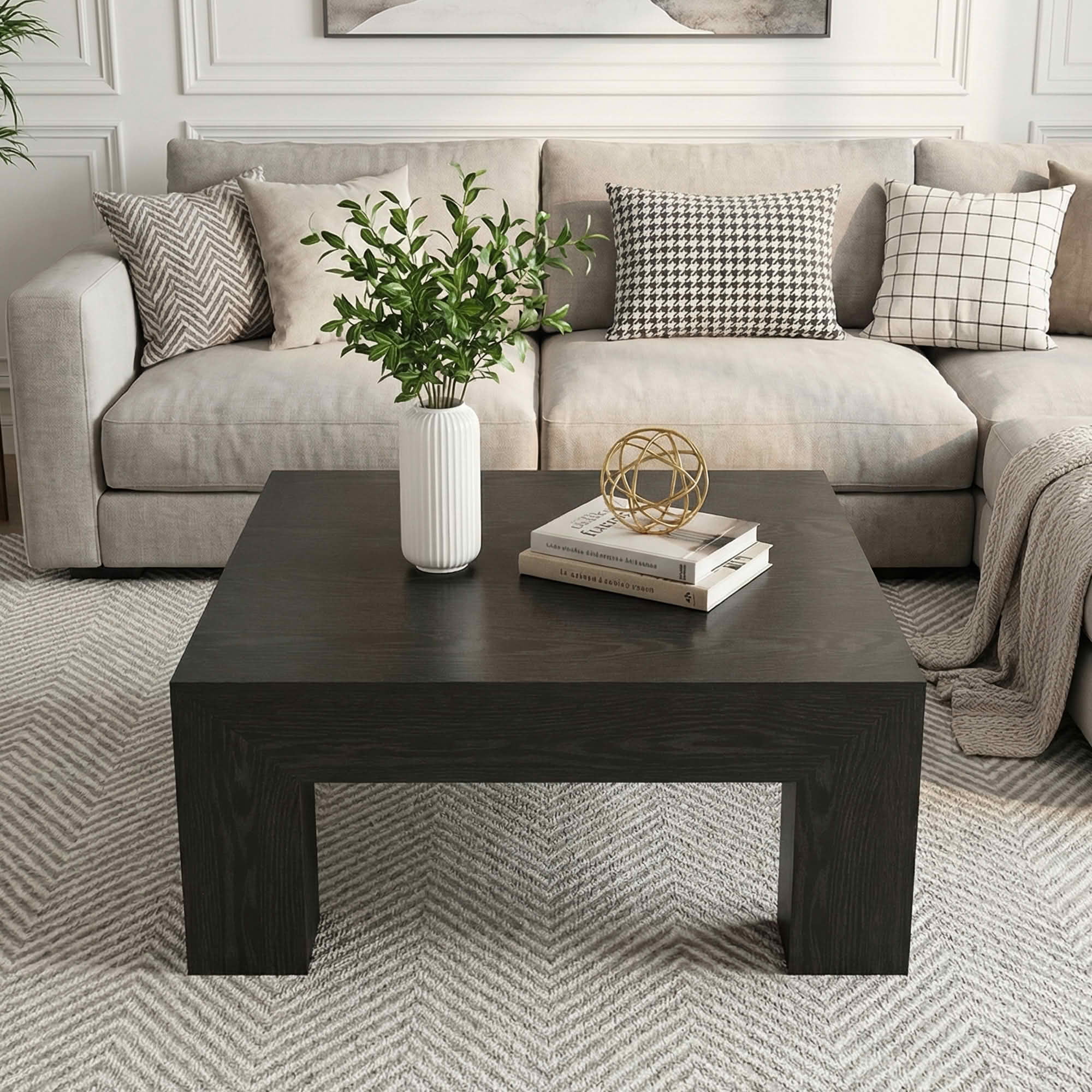 MAYEETY 39 Inch Farmhouse Square Coffee Table Living Room Cocktail Table