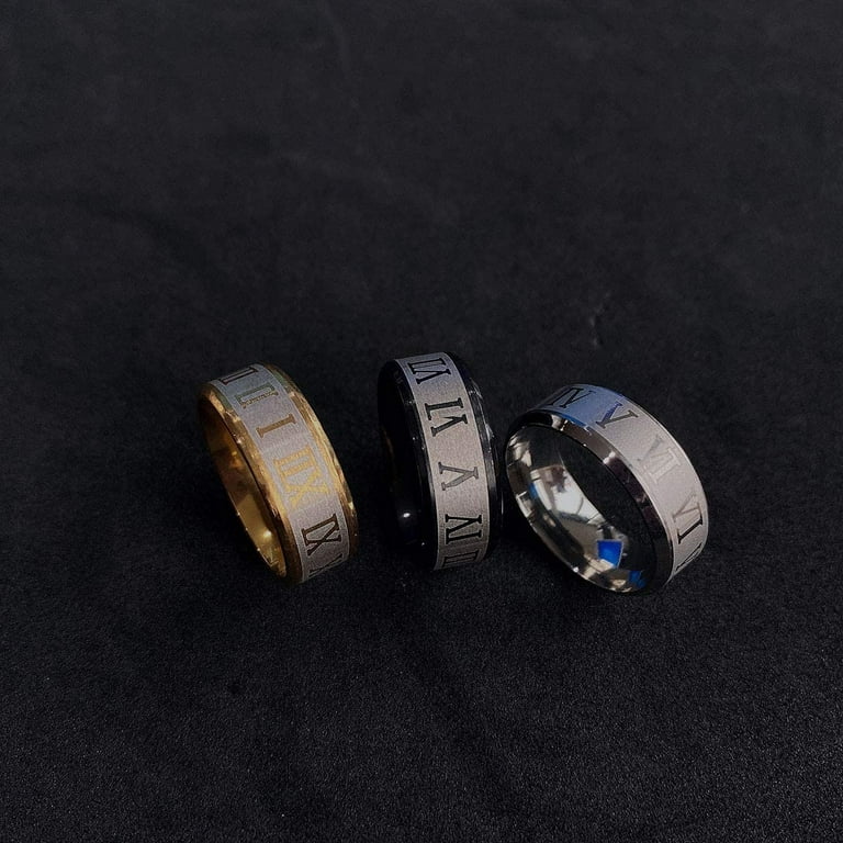 yfstyle 4PCS Plain Band Rings for Men Stainless Steel Rings for Men Wedding  Ring Cool Spinner Rings for Men Black Stainless Steel Ring Set Anxiety