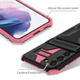 thumbnail image 4 of Heavy Duty Case for Samsung Galaxy A15 Credit Card Holder Cover with Kickstand, Military Grade Dual-Layers Rugged Shockproof Lens Protection Case for Samsung Galaxy A15, Pink, 4 of 9
