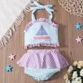 thumbnail image 3 of Gyujnb Gingham Print Two-Piece Swimsuit with Ruffled for Summer Beach Pool (Baby,Toddler),2-3 Years, 3 of 8
