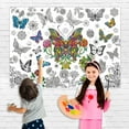 thumbnail image 2 of Qrieeo 43.3x31.5 Butterfly Coloring Poster with Picture, Giant Butterfly Painting Poster, Large Coloring Tablecloth for Classroom Home Birthday Party Supplies Favor, Paper Table Cloth for Coloring, 2 of 12